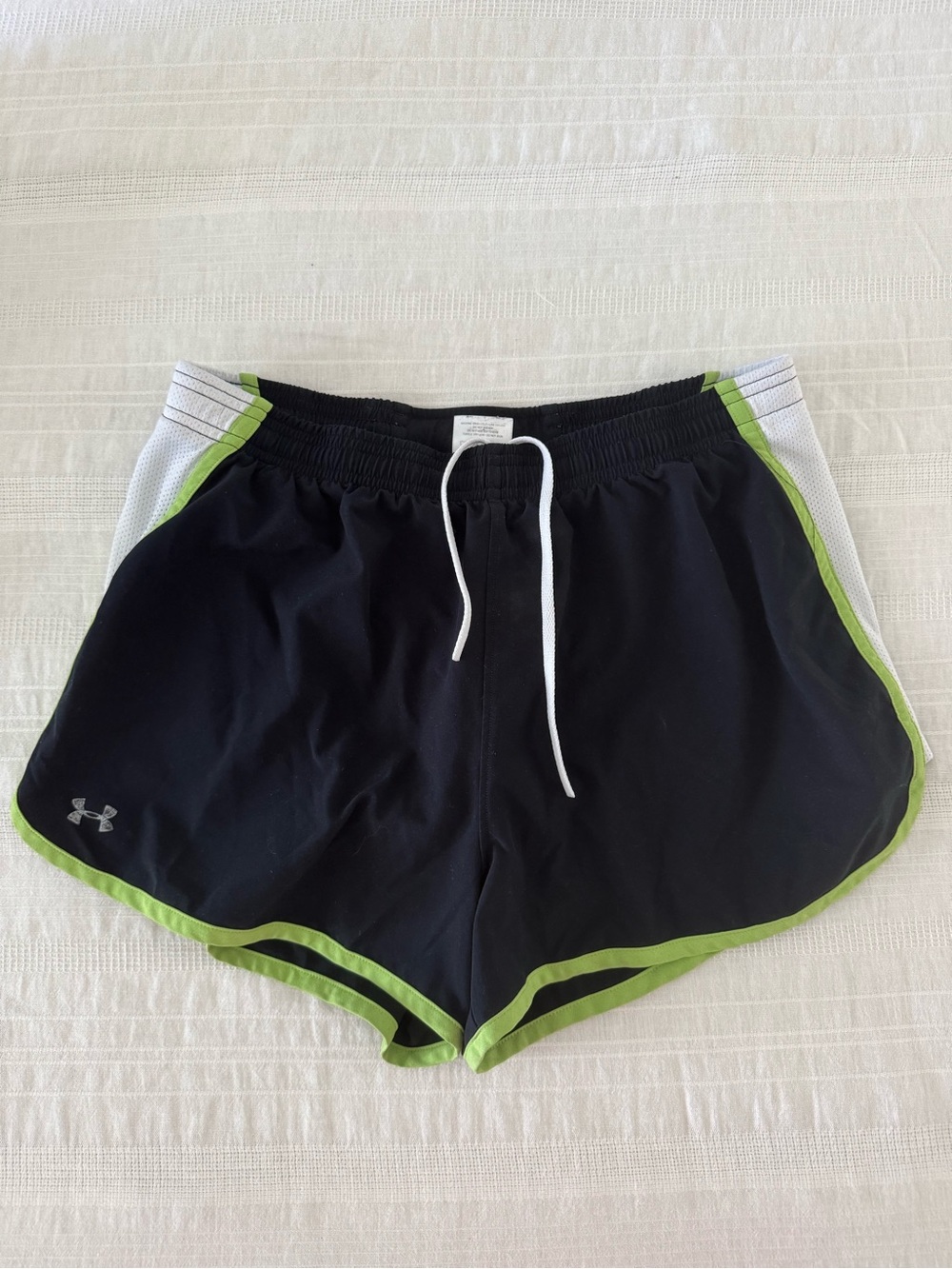 Under Armour Black Athletic Shorts with Lime Trim